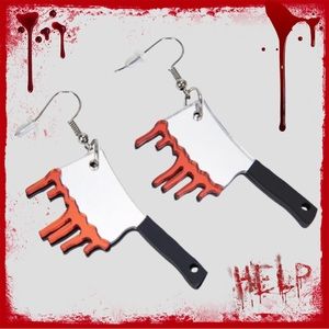 BLOODY CLEAVER BUTCHER KNIFE EARRINGS